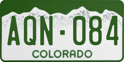 CO license plate AQN084