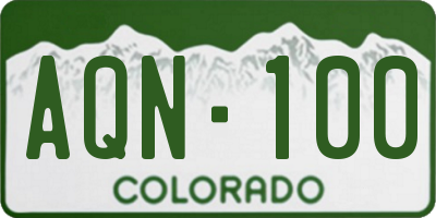 CO license plate AQN100