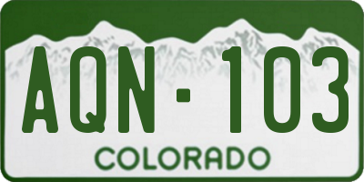 CO license plate AQN103