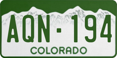 CO license plate AQN194