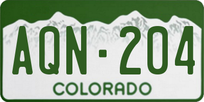 CO license plate AQN204