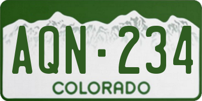 CO license plate AQN234