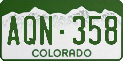 CO license plate AQN358