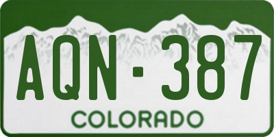 CO license plate AQN387