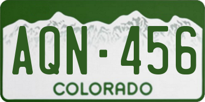 CO license plate AQN456