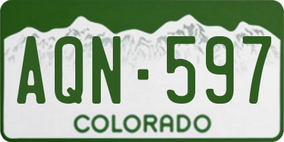CO license plate AQN597