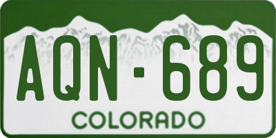 CO license plate AQN689