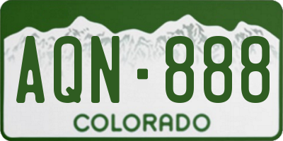 CO license plate AQN888