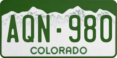 CO license plate AQN980
