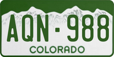 CO license plate AQN988