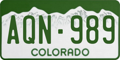 CO license plate AQN989