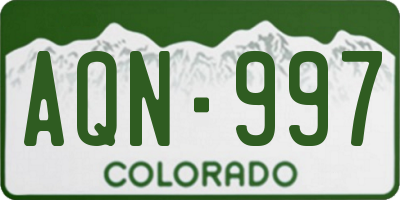 CO license plate AQN997
