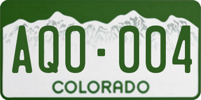 CO license plate AQO004