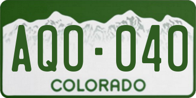 CO license plate AQO040