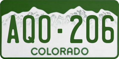 CO license plate AQO206