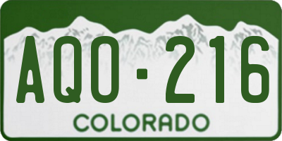 CO license plate AQO216