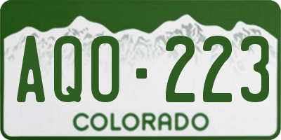 CO license plate AQO223