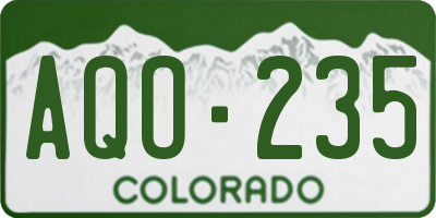 CO license plate AQO235