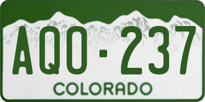 CO license plate AQO237