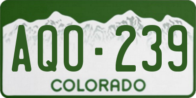 CO license plate AQO239