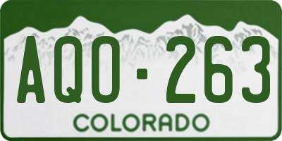 CO license plate AQO263