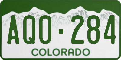 CO license plate AQO284