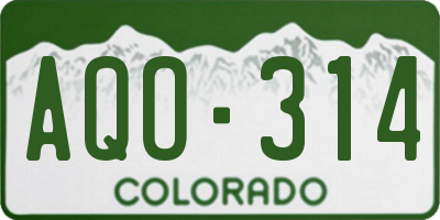 CO license plate AQO314