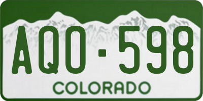 CO license plate AQO598
