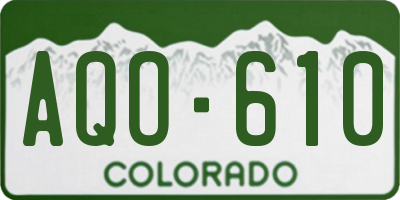 CO license plate AQO610