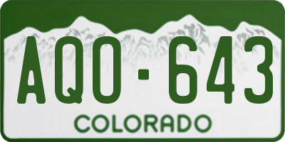 CO license plate AQO643
