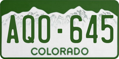 CO license plate AQO645