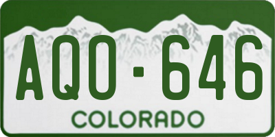 CO license plate AQO646