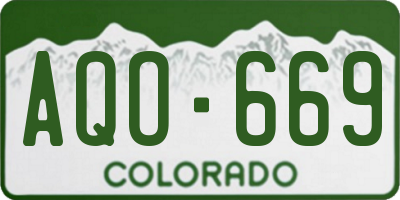 CO license plate AQO669