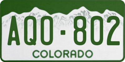 CO license plate AQO802