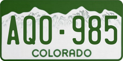 CO license plate AQO985