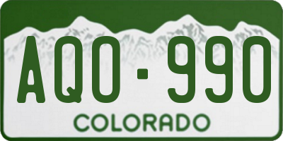 CO license plate AQO990
