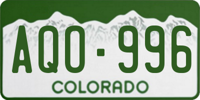 CO license plate AQO996