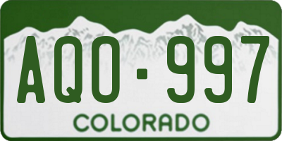 CO license plate AQO997
