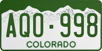 CO license plate AQO998
