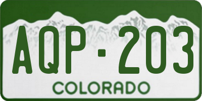 CO license plate AQP203