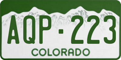 CO license plate AQP223