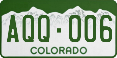 CO license plate AQQ006