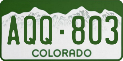 CO license plate AQQ803