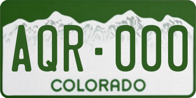CO license plate AQR000