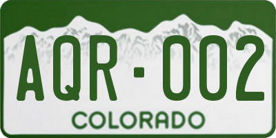 CO license plate AQR002