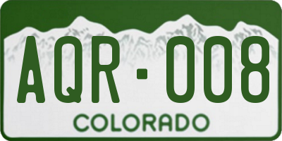 CO license plate AQR008
