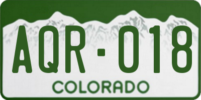CO license plate AQR018
