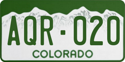 CO license plate AQR020