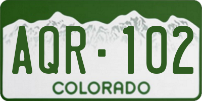 CO license plate AQR102