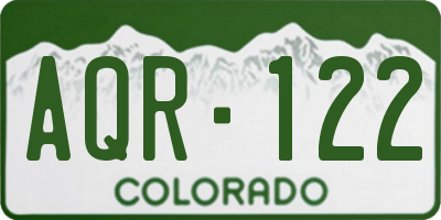 CO license plate AQR122